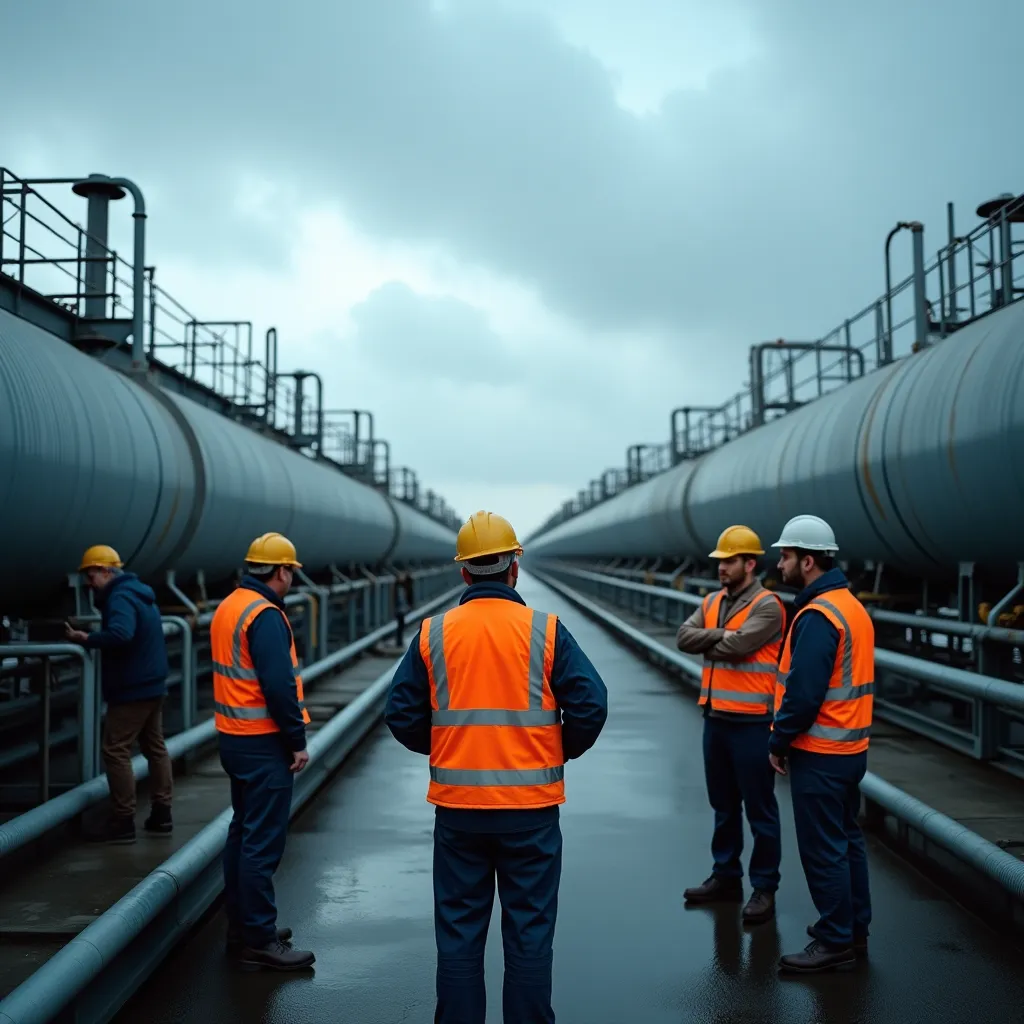 Modern petroleum storage facilities with large tanks